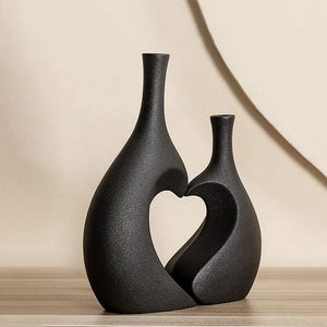 2Pcs/Set Ceramic Embrace Heart-shaped Vase for Pampas Grass Dried Flower Nordic Living Room Home Decoration Accessories Tabletop acacuss