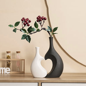 2Pcs/Set Ceramic Embrace Heart-shaped Vase for Pampas Grass Dried Flower Nordic Living Room Home Decoration Accessories Tabletop acacuss