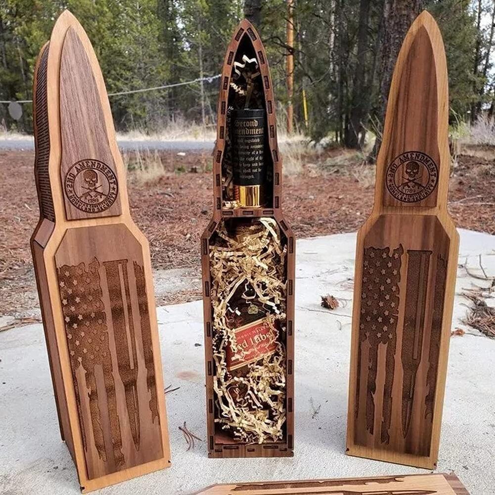 2nd Amendment Whiskey holder bullet flag wine holder Wooden flag box gun lover decor acacuss