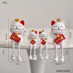 2pcs Aesthetic Home Decoration Accessories Hanging Feet Lucky Cat Figurines Living Room Porch TV Cabinet Decor Lovely Cat Decor acacuss