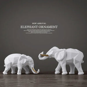 2pcs Elephant figurine resin for home office hotel decoration tabletop animal modern craft India white Elephant statue decor acacuss