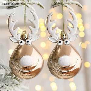 2pcs Elk Christmas Balls Ornaments Xmas Tree Hanging Bauble Pendant Christmas Decorations for Home New Year Party Navidad 2022 acacuss
