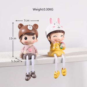 2pcs Resin Doll Ornament Cute Room Decoration Miniatures Nordic Home Decoration Accessories Indoor Figurines Children's Gifts acacuss