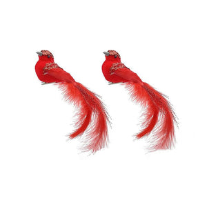 2pcs Simulation Feather Birds with Clips for Garden Lawn Tree Decor Handicraft Red Birds Figurines Christmas Home Decoration acacuss