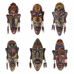 2pcs Zakka 3D Creative Resin Crafts Retro Decoration Gift African Masks For Home Sitting Room Bar Wall Hanging Decoration Metope acacuss