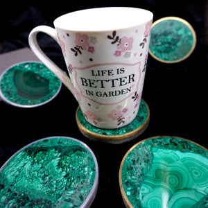 3 Inch Malachite Coaster Single Piece for Hot& Cold Drinks, Thermal insulation pads, Temperature restrict, for all seasons acacuss
