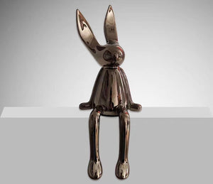 3 Piece Creative Shiny Rabbit Statue Home Decor Modern Nordic Animal Resin Art Sculpture Crafts Desktop Electroplated Ornament acacuss