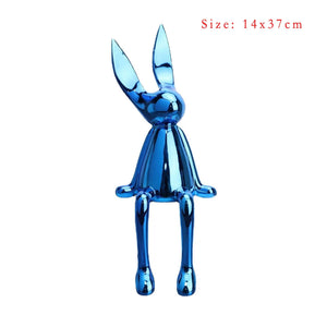 3 Piece Creative Shiny Rabbit Statue Home Decor Modern Nordic Animal Resin Art Sculpture Crafts Desktop Electroplated Ornament acacuss