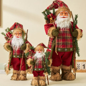 30/45cm Santa Claus Doll Decoration Red Plaid Santa Dolls New Year Gift 2024 Christmas Family Party Decoration Ornaments acacuss