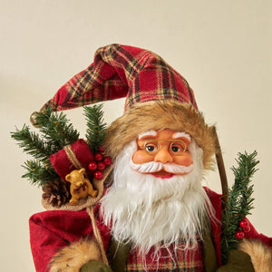 30/45cm Santa Claus Doll Decoration Red Plaid Santa Dolls New Year Gift 2024 Christmas Family Party Decoration Ornaments acacuss