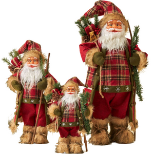 30/45cm Santa Claus Doll Decoration Red Plaid Santa Dolls New Year Gift 2024 Christmas Family Party Decoration Ornaments acacuss