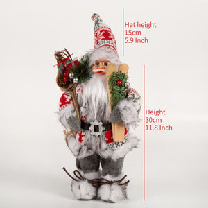 30/45cm Santa Claus Doll Decoration Red Plaid Santa Dolls New Year Gift 2024 Christmas Family Party Decoration Ornaments acacuss
