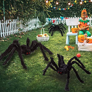 30/50/75/125/150/200cm Halloween Giant Black Plush Spider Halloween Decoration Props Kids Toy Haunted Outdoor Party House Decor acacuss