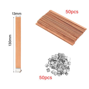 30/50pcs Wooden Candle Wick Set With Clip Base Smokeless Candle Wicks for DIY Paraffin Candle Jar Making Candle Making Supplies acacuss
