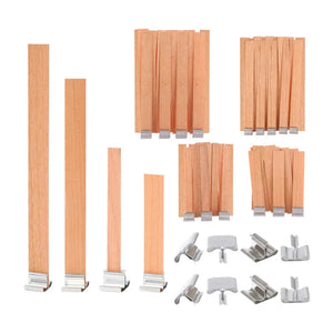 30/50pcs Wooden Candle Wick Set With Clip Base Smokeless Candle Wicks for DIY Paraffin Candle Jar Making Candle Making Supplies acacuss