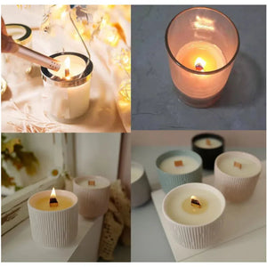30/50pcs Wooden Candle Wick Set With Clip Base Smokeless Candle Wicks for DIY Paraffin Candle Jar Making Candle Making Supplies acacuss