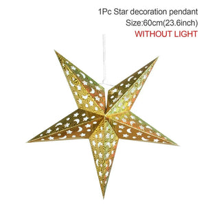 30-75cm Hollow Star Hanging Pendant Eid Mubarak Christmas Ramadan Decoration 2023 Islamic Muslim Party Decor Ramadan Kareem Gift acacuss