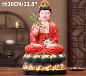 30CM/11.8"(H) Home worship of Guanyin Buddha Temple Handmade resin Guanyin Bodhisattva household ornaments Nanhai Guanyin God acacuss