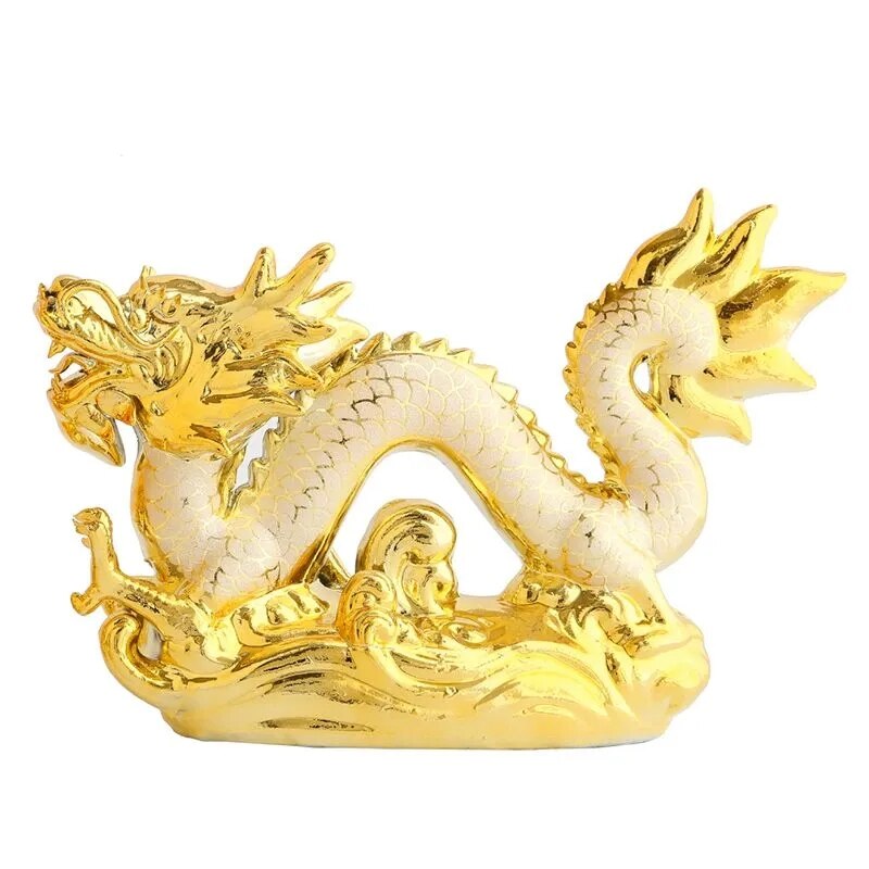 30CM Good Lucky Golden Dragon Chinese Zodiac Twelve Statue Gold