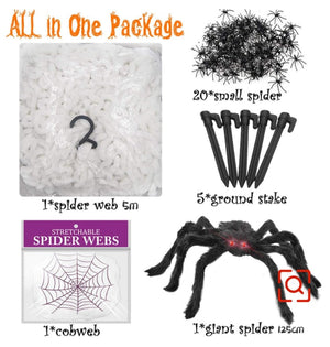30cm, 50cm, 75cm, 90cm Giant Black Plush Spider Halloween Decorations for Home 2023 Outdoor Home Bar Haunted House Horror Props acacuss