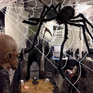30cm, 50cm, 75cm, 90cm Giant Black Plush Spider Halloween Decorations for Home 2023 Outdoor Home Bar Haunted House Horror Props acacuss