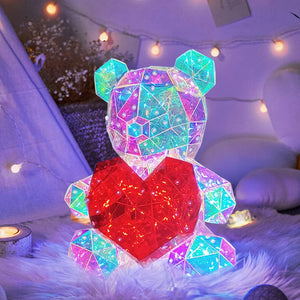 30cm Phantom PVC Multi Faceted Rose Teddy Bear Valentine'S Day Xmas Gift Sequin LED Teddy Bear With Box Wedding Anniversary Gift acacuss