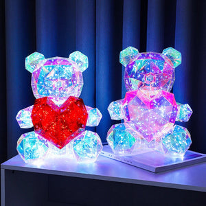 30cm Phantom PVC Multi Faceted Rose Teddy Bear Valentine'S Day Xmas Gift Sequin LED Teddy Bear With Box Wedding Anniversary Gift acacuss