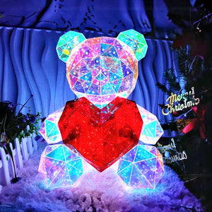 30cm Phantom PVC Multi Faceted Rose Teddy Bear Valentine'S Day Xmas Gift Sequin LED Teddy Bear With Box Wedding Anniversary Gift acacuss