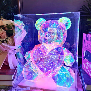 30cm Phantom PVC Multi Faceted Rose Teddy Bear Valentine'S Day Xmas Gift Sequin LED Teddy Bear With Box Wedding Anniversary Gift acacuss