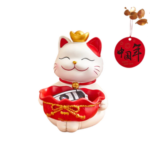 Creative Home Decoration Lucky Cat Storage Boxes Resin Crafts Simple Living Room Table Ornaments Modern Office Deskt Accessories acacuss