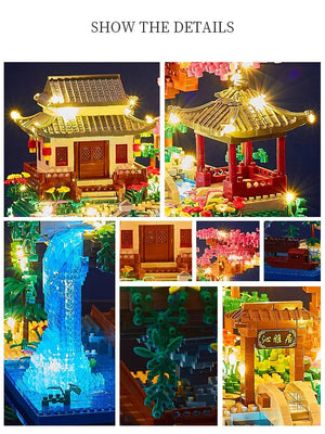 3320PCS Blocks Tree House Diamond Building Garden Architecture Waterfall Light DIY Bricks Cherry Blossom Toy For Kids Adult Gift acacuss