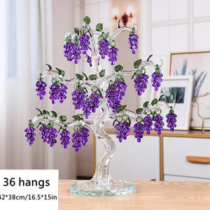 36 Hangs Crystal Grape Tree Decorations Fengshui Glass Craft Home Decor Figurines Christmas New Year Gifts Souvenirs Ornaments acacuss