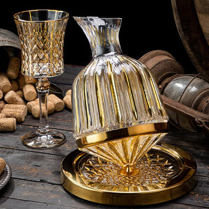 360 Rotating Wine Decanter Tumbler 1500ml Decanter Dispenser Crystal Glass Bottle Wine Aerator Mirror Jug Gift Bar Decoration acacuss