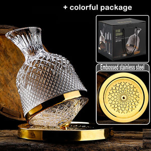 360 Rotating Wine Decanter Tumbler 1500ml Decanter Dispenser Crystal Glass Bottle Wine Aerator Mirror Jug Gift Bar Decoration acacuss
