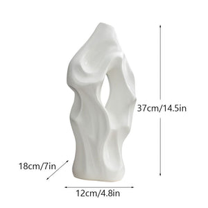 37cm Nordic Abstract Large Ceramic Vase Pampas Grass Dried Flower Hollow Mountain Design Flower Arrangement Vase Art Home Decor acacuss
