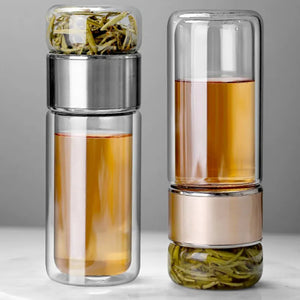 390ML Tea Water Bottle High Borosilicate Glass Double Layer Tea Water Cup Infuser Tumbler Drinkware Water Bottle With Tea Filter acacuss