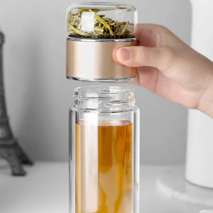 390ML Tea Water Bottle High Borosilicate Glass Double Layer Tea Water Cup Infuser Tumbler Drinkware Water Bottle With Tea Filter acacuss