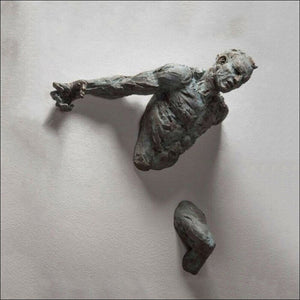 3D Through Wall Figure Sculpture Resin Electroplating Imitation Copper Abstract Climbing Man Statue Living Room Home Decoration acacuss