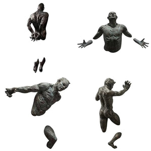 3D Through Wall Figure Sculpture Resin Electroplating Imitation Copper Abstract Climbing Man Statue Living Room Home Decoration acacuss
