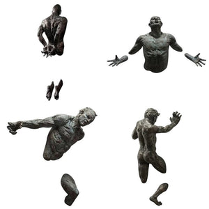 3D Through Wall Figure Sculpture Resin Electroplating Imitation Copper Abstract Climbing Man Statue Living Room Home Decoration acacuss