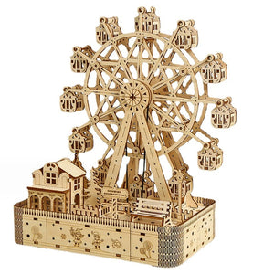 3D Wooden Puzzle DIY Ferris Wheel Crafts Music Box Model Creative Home Decoration for Girls Boys Birthday Christmas Gifts acacuss