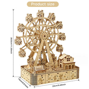 3D Wooden Puzzle DIY Ferris Wheel Crafts Music Box Model Creative Home Decoration for Girls Boys Birthday Christmas Gifts acacuss