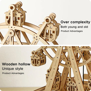 3D Wooden Puzzle DIY Ferris Wheel Crafts Music Box Model Creative Home Decoration for Girls Boys Birthday Christmas Gifts acacuss