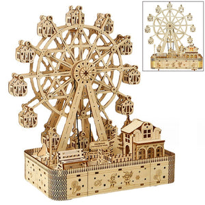 3D Wooden Puzzle DIY Ferris Wheel Crafts Music Box Model Creative Home Decoration for Girls Boys Birthday Christmas Gifts acacuss