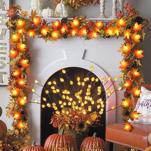 3M 20LED Maple Leaf Light String Fake Autumn Leaves LED Fairy Garland for Christmas Thanksgiving Halloween Party Home Decoration acacuss