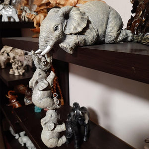 3PCS/Set Cute Simulation Elephant Figurine Elephant Holding Baby Elephant Ornaments for Home Resin Crafts Home Decoration Gifts acacuss