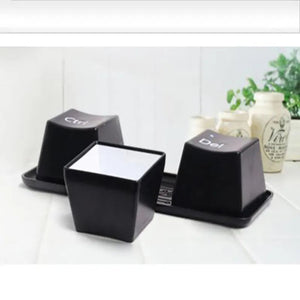 3Pcs Set Creative Keyboard Tea Cup Office Coffee Cups Black Color Ctrl Del Alt Keys Mugs Promotion Gifts Trade Shows Wedding acacuss