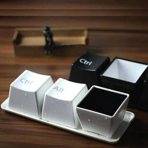 3Pcs Set Creative Keyboard Tea Cup Office Coffee Cups Black Color Ctrl Del Alt Keys Mugs Promotion Gifts Trade Shows Wedding acacuss