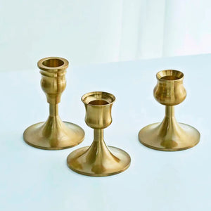 3pc Candlestick Holders Kit Brass Gold Candlestick Set Wedding Table Decorative Candlestick Stand for Party Dinning acacuss