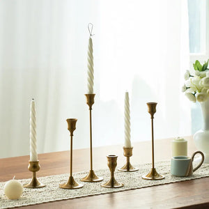 3pc Candlestick Holders Kit Brass Gold Candlestick Set Wedding Table Decorative Candlestick Stand for Party Dinning acacuss